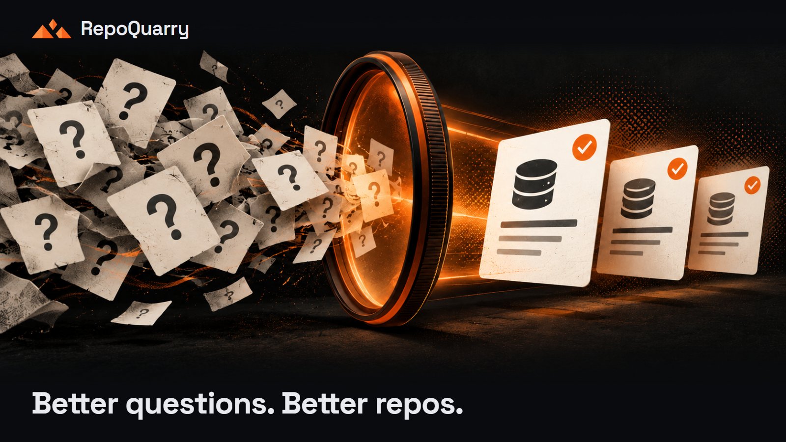 A precision lens turns scattered questions into clear evidence cards.